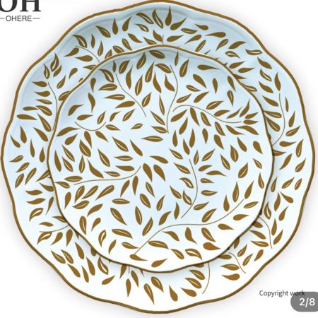 Gold leaf ceramic plates