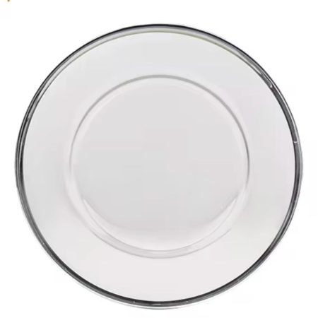 Silver rim glass charger plates