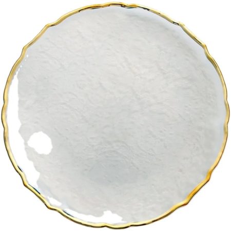 White glossy gold rim Charger plates