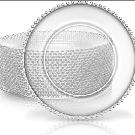 Clear glass beaded charger plates