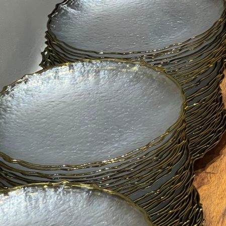 Gold scallop rim glass charger plates