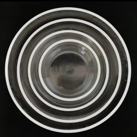 White rim glass plate collection