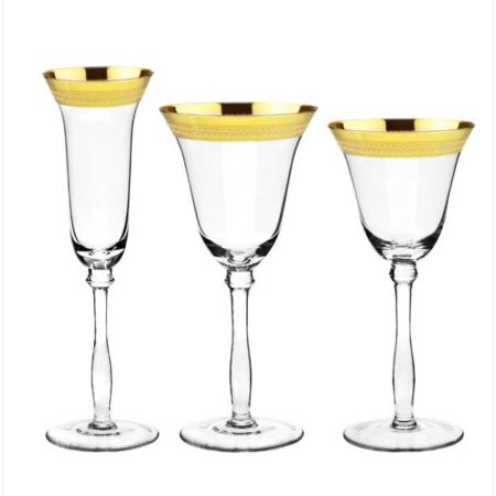 Gold Vintage rimmed wine & champagne flutes